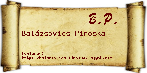 Balázsovics Piroska névjegykártya