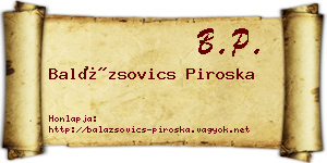 Balázsovics Piroska névjegykártya